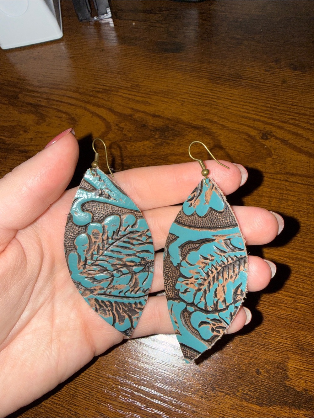 Handmade leather earrings